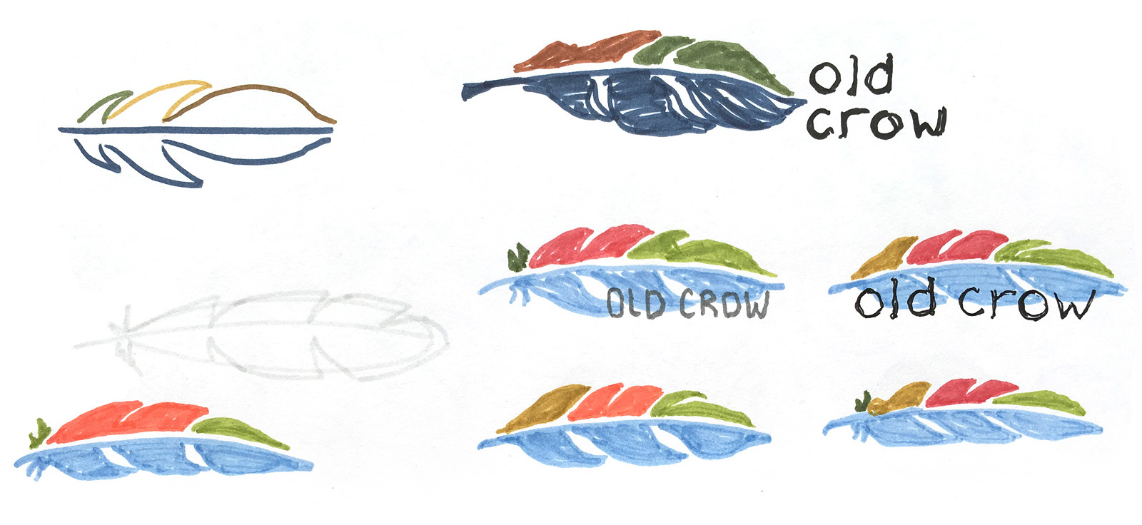 Old Crow logo sketches